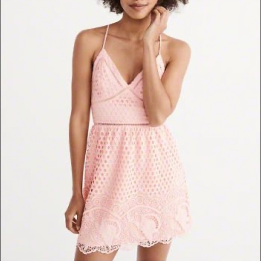 Abercrombie & Fitch Pink Eyelet Summer Dress Size Small